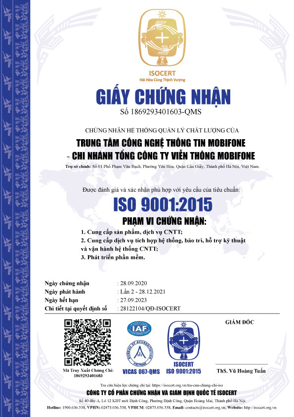 Chứng chỉ iso 9001 2015 | Chứng chỉ chất lượng