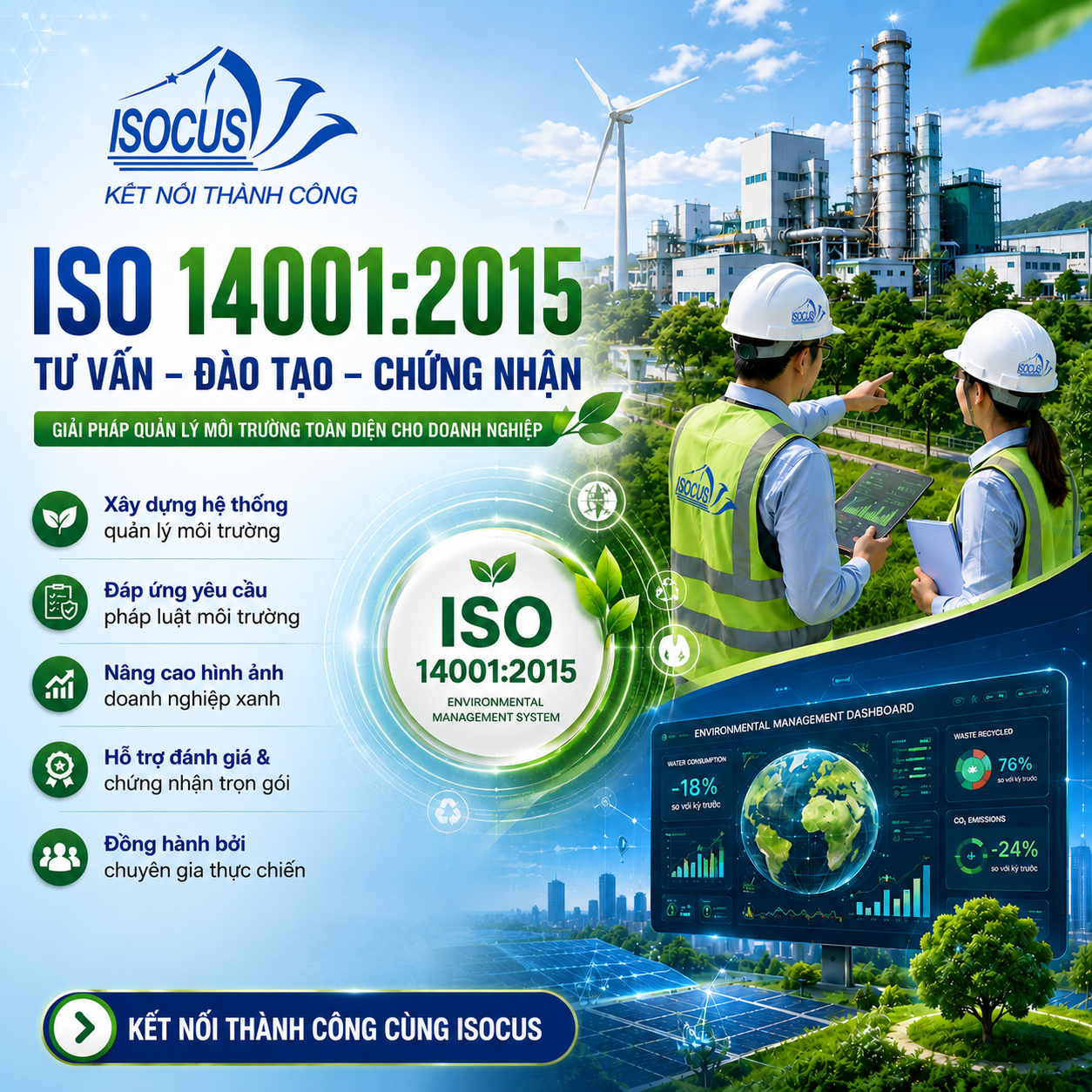 Dịch Vụ Tư Vấn, Đào Tạo và Chứng nhận ISO 14001 - Uy tín, Chuyên Nghiệp, Giá Tốt, Nhanh Chóng